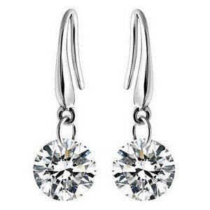 Fifth Avenue Austrian Cubic Zirconia Diamond Silver Tone Large Drop Earrings